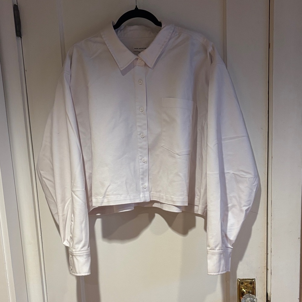Good American Classic White Crop Shirt Size 7 (4X)